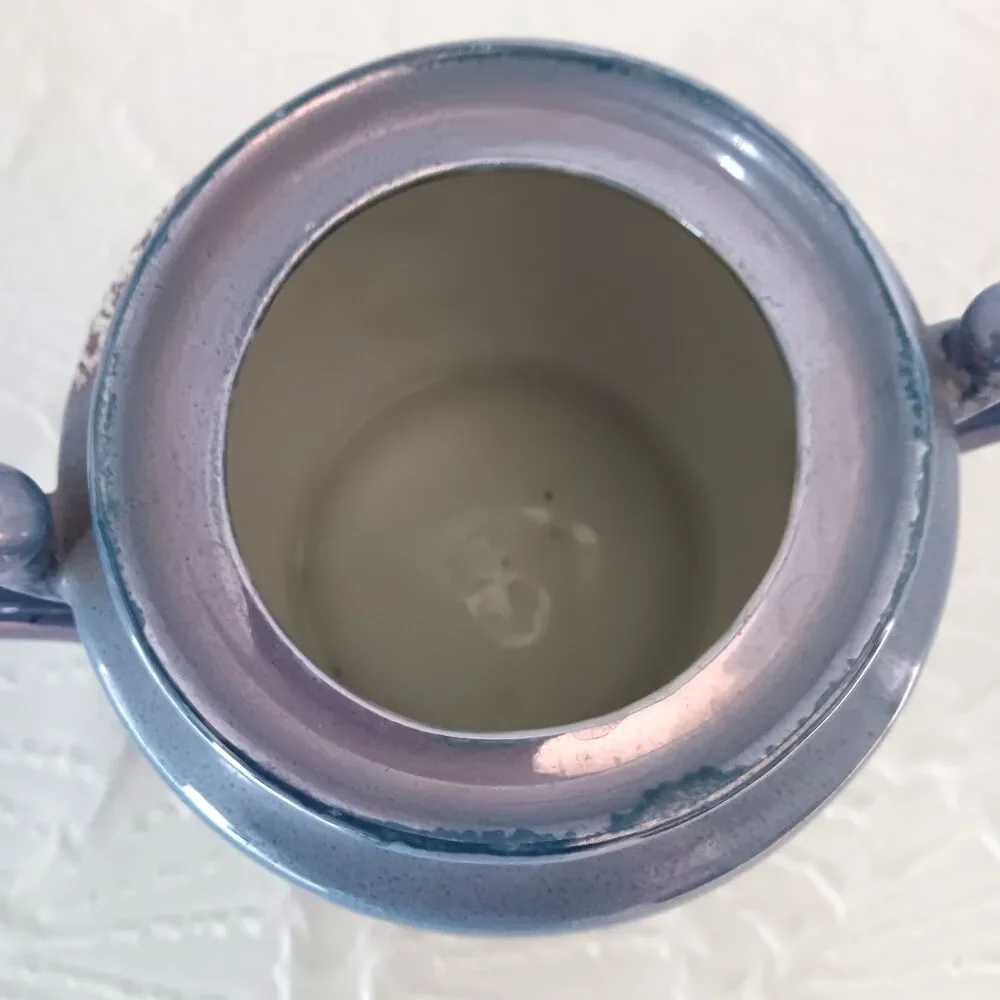 Vintage RS Made in Japan Lusterware Sugar Bowl | Iridescent Blue Landscape Scene